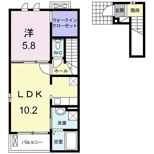 岡山市中区海吉のアパートの間取り