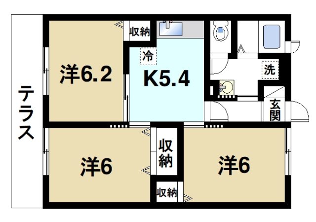 木津川市加茂町大野のアパートの間取り