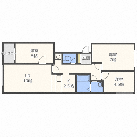 札幌市豊平区豊平五条のマンションの間取り