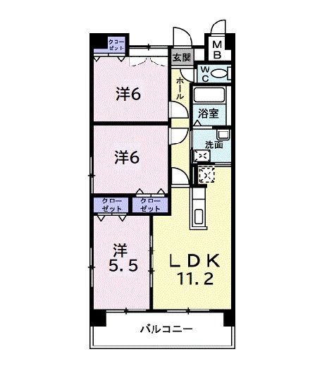 福島市西中央のマンションの間取り