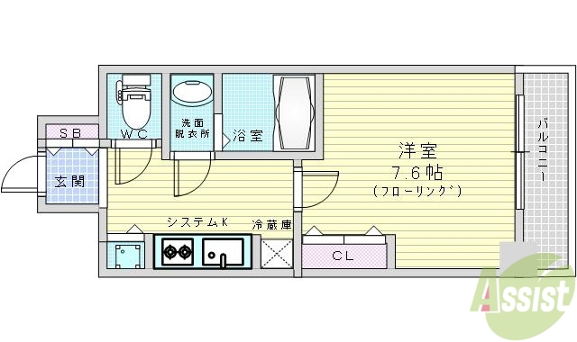 大阪市福島区玉川のマンションの間取り