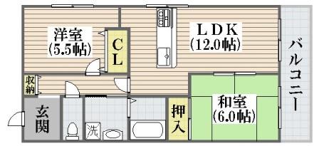 大阪市平野区平野北のマンションの間取り