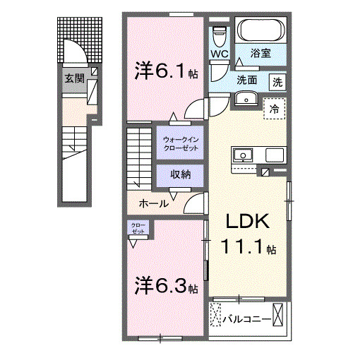 岩出市中迫のアパートの間取り