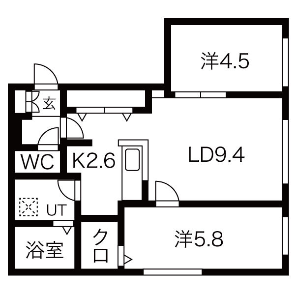 札幌市東区北十四条東のマンションの間取り