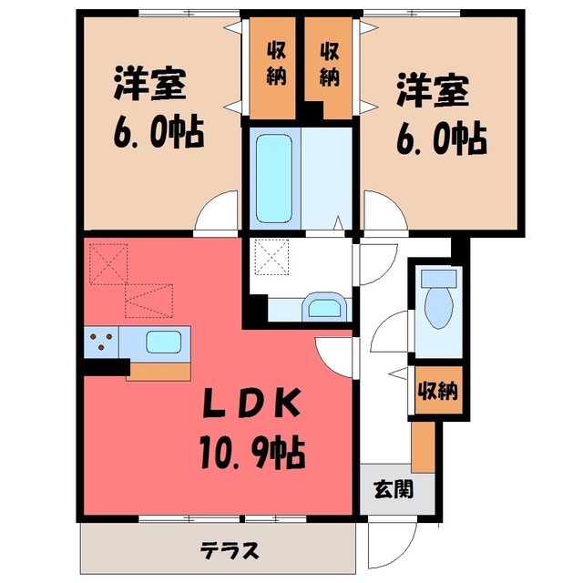 【ミルアモール Dの間取り】