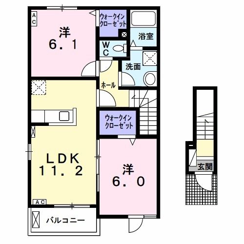 大垣市昼飯町のアパートの間取り