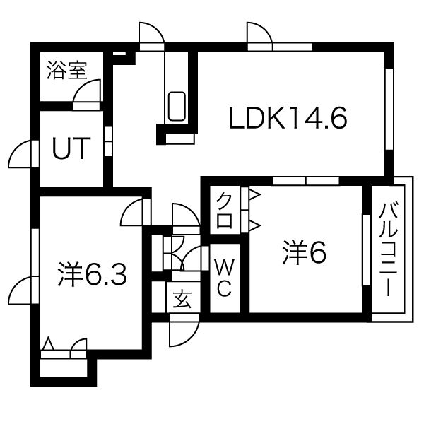 札幌市東区北二十二条東のアパートの間取り