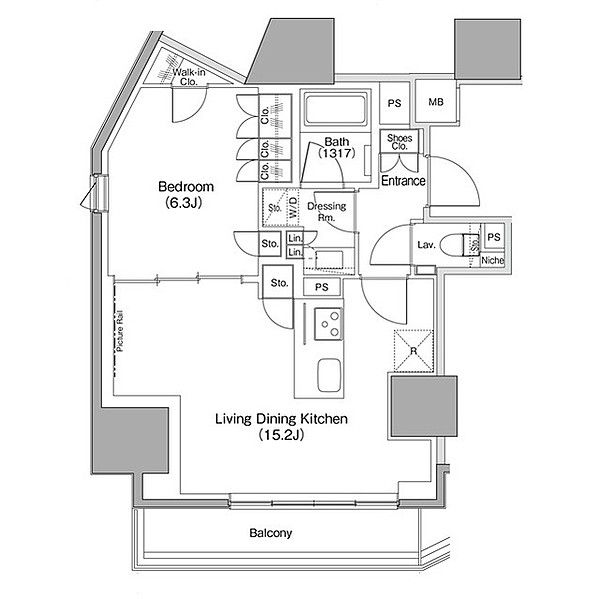 港区六本木のマンションの間取り