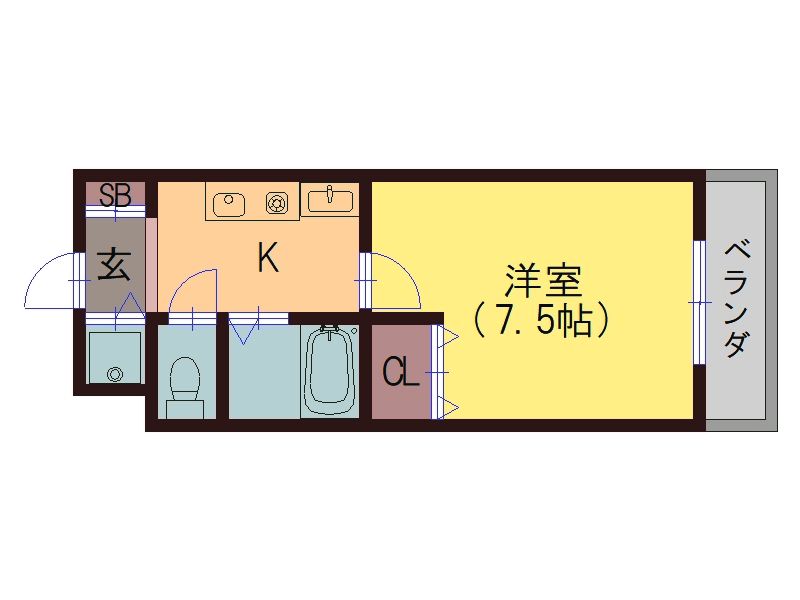 大阪市平野区平野宮町のマンションの間取り