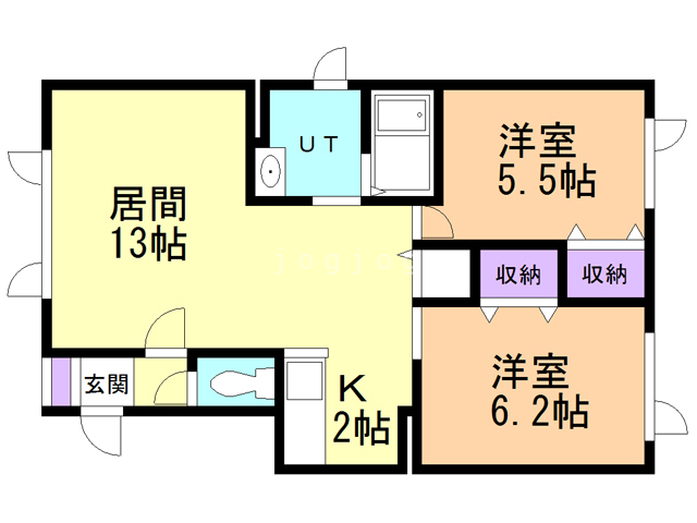 札幌市北区麻生町のアパートの間取り