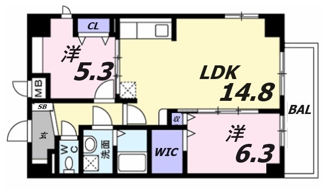 神戸市長田区西尻池町のマンションの間取り