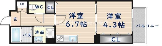 東大阪市長瀬町のアパートの間取り