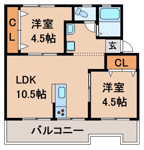 コーポ東1・2号棟の間取り写真