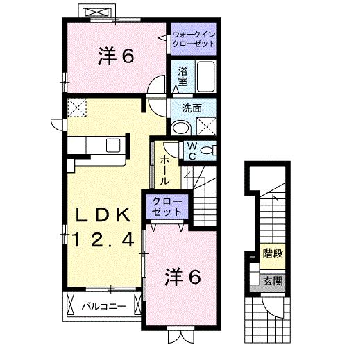 ＪＲ福塩線 横尾駅 バス乗車時間：9分 最寄りバス停で下車 徒歩5分 2階建 築18年の間取り写真