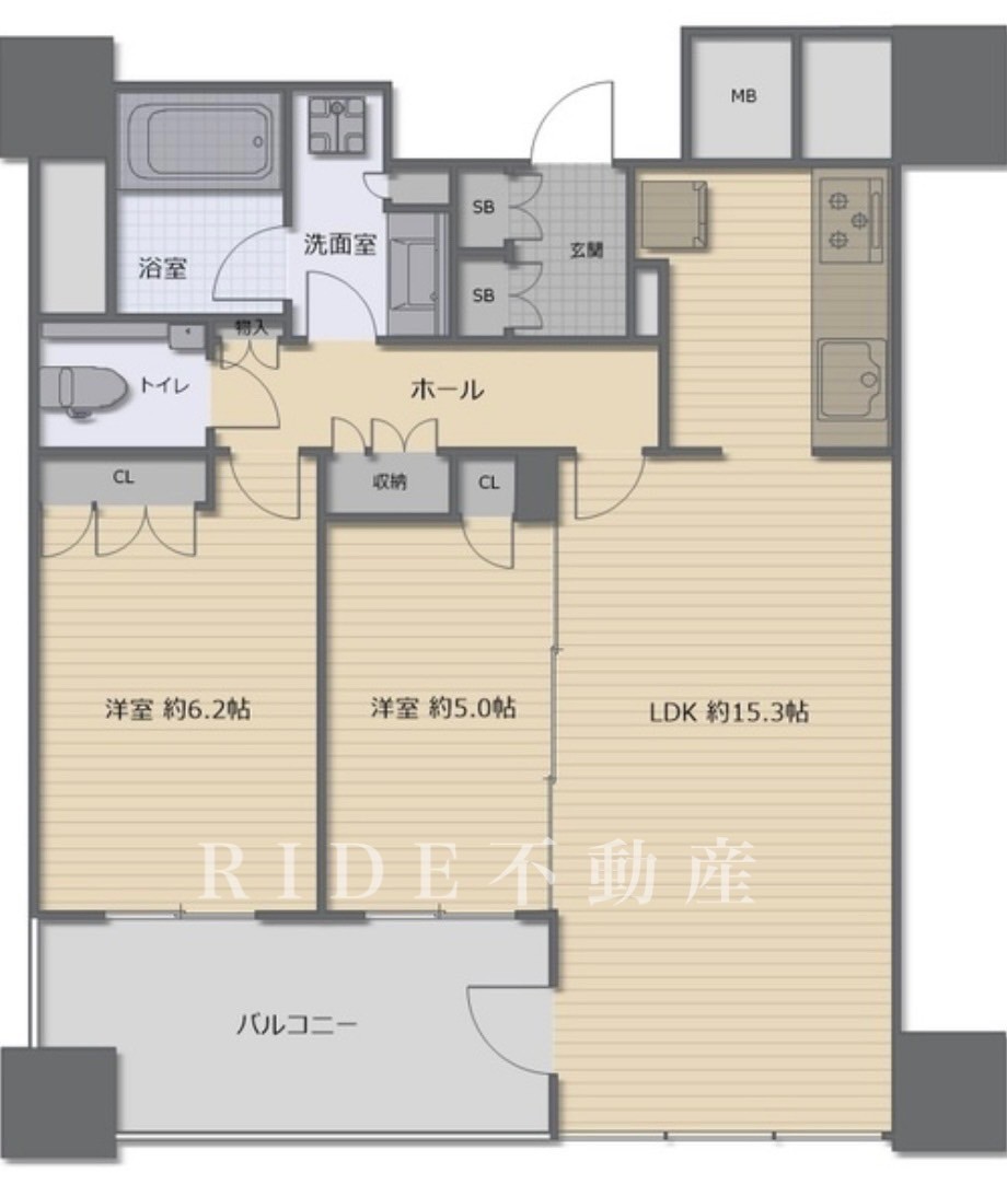 大阪市中央区淡路町のマンションの間取り