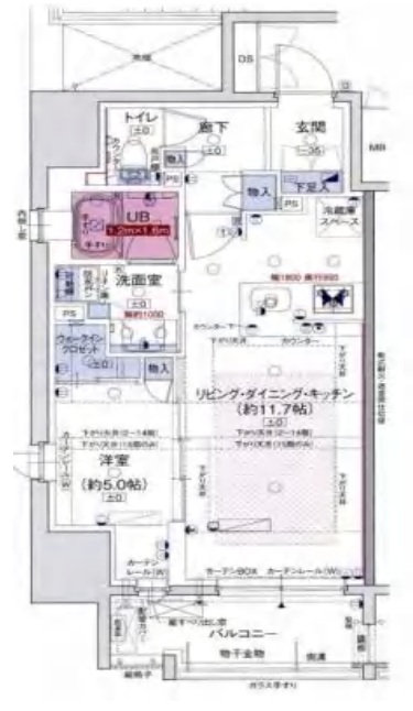 大阪市中央区北浜東のマンションの間取り