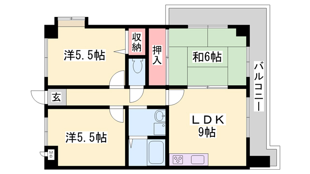 明石市魚住町住吉のマンションの間取り