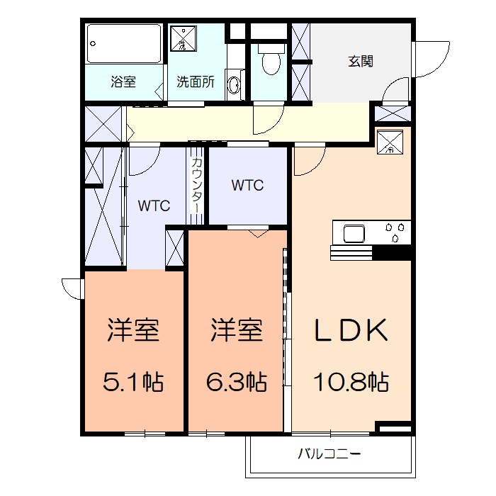 川崎市宮前区馬絹のアパートの間取り