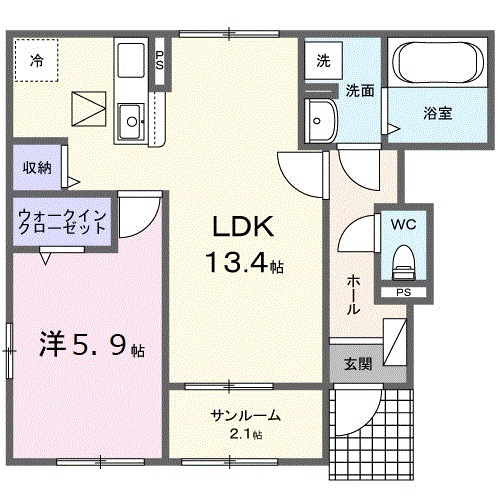 【広島市安芸区中野東のアパートの間取り】