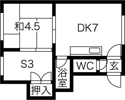 札幌市豊平区中の島一条のアパートの間取り