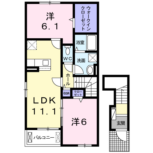 田川市大字糒のアパートの間取り