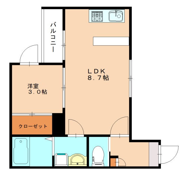 北九州市戸畑区銀座のアパートの間取り