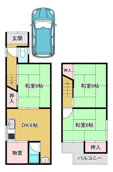 貸家　伏見区羽束師鴨川町203-4の間取り