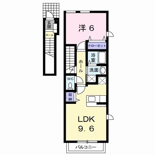 北九州市小倉南区若園のアパートの間取り