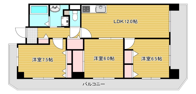 東大阪市長田西のマンションの間取り