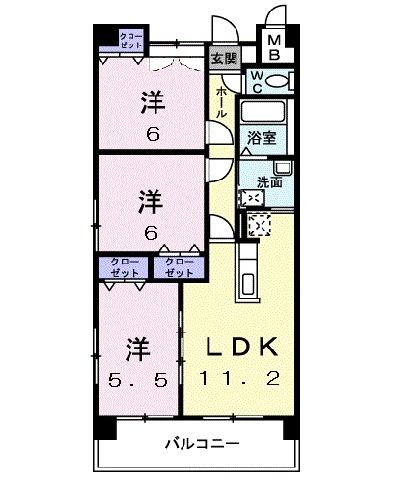 福島市西中央のマンションの間取り