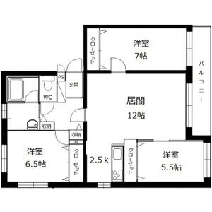 【札幌市豊平区西岡二条のマンションの間取り】