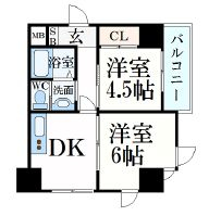 大阪市西区江戸堀のマンションの間取り