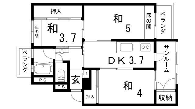 高尾台住宅1号棟の間取り