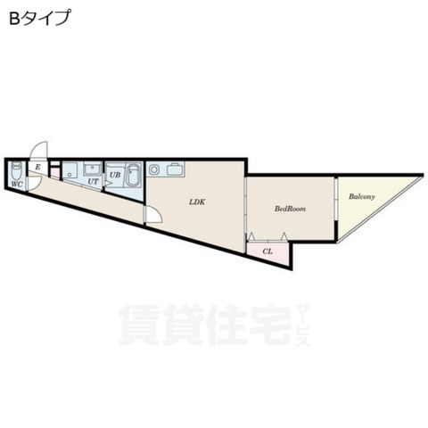 京都市右京区太秦森ケ前町のアパートの間取り