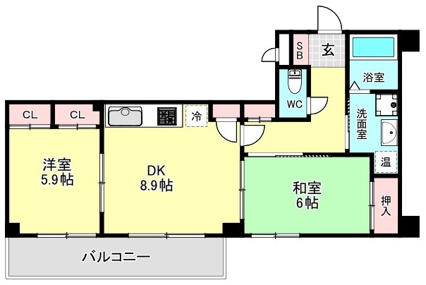 大阪市西区北堀江のマンションの間取り