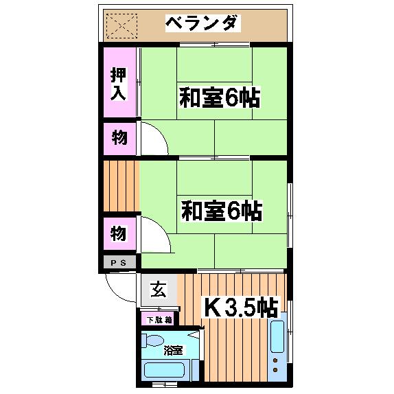 府中市片町のマンションの間取り