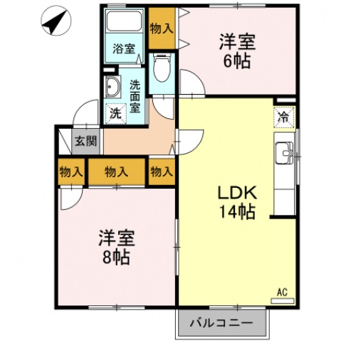 廿日市市上平良のアパートの間取り