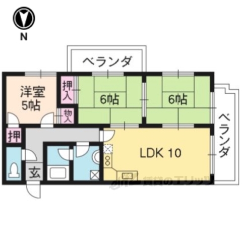 宇治市宇治のマンションの間取り