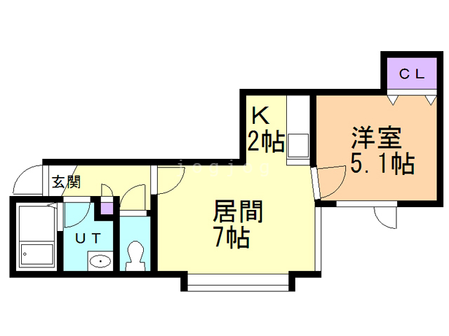 札幌市南区川沿十五条のアパートの間取り