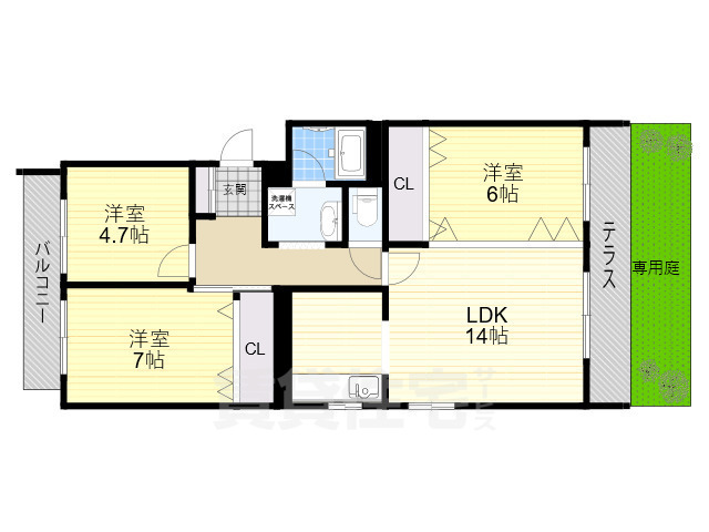 茨木市中穂積のマンションの間取り