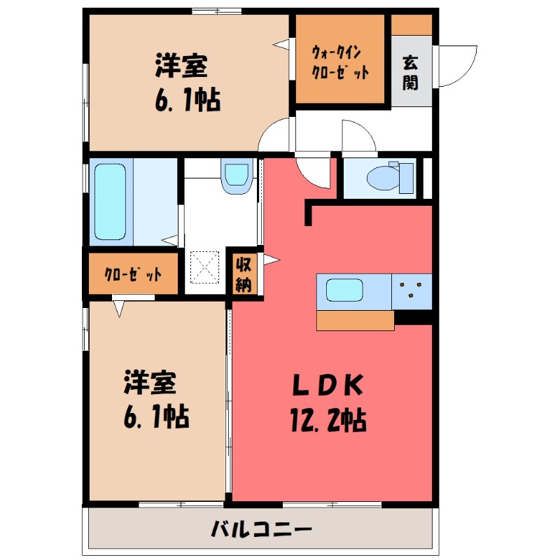 足利市福居町のアパートの間取り