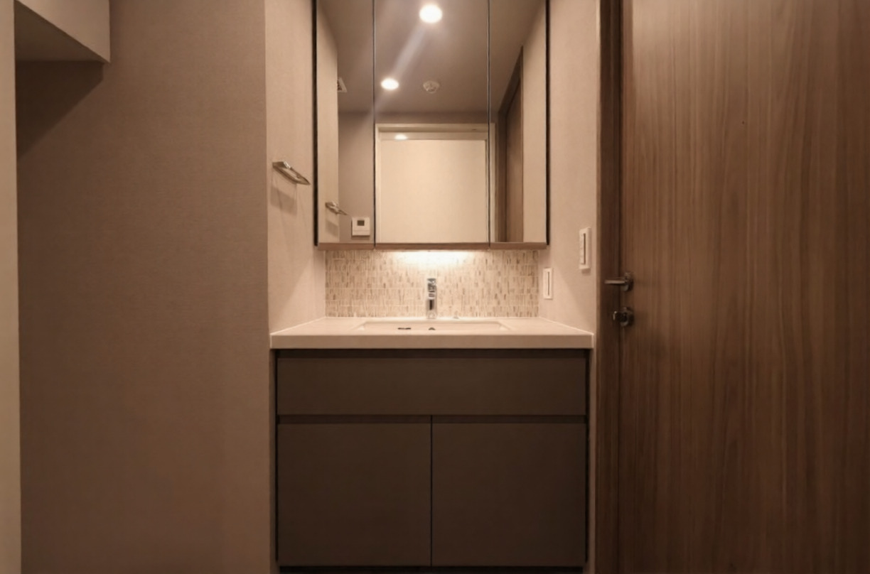 洗面設備　脱衣スペースもあります