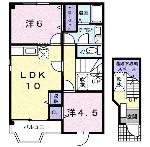 ＪＲ山陽本線 松永駅 バス乗車時間：15分 最寄りバス停で下車 徒歩6分 2階建 築26年の間取り写真