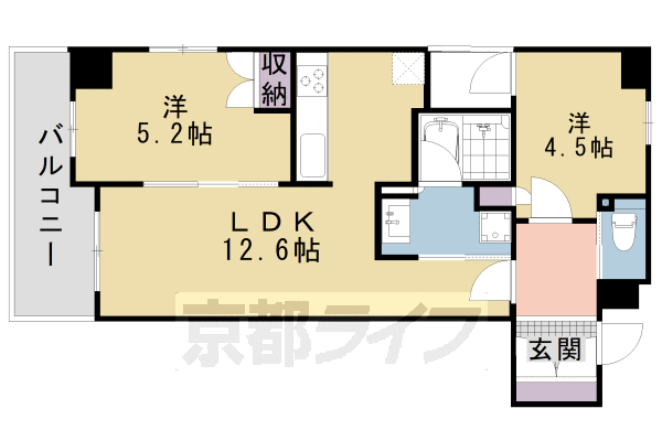 地下鉄烏丸線 四条駅 徒歩3分 10階建 築12年の間取り写真