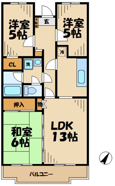原当麻Mハイツの間取り写真