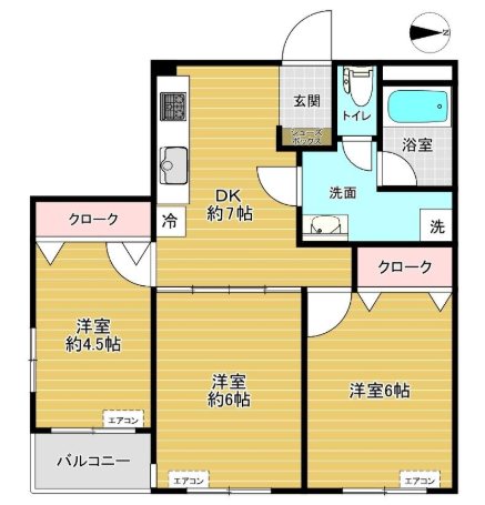 ＪＲ中央線 高円寺駅 徒歩8分 3階建 築45年の間取り写真