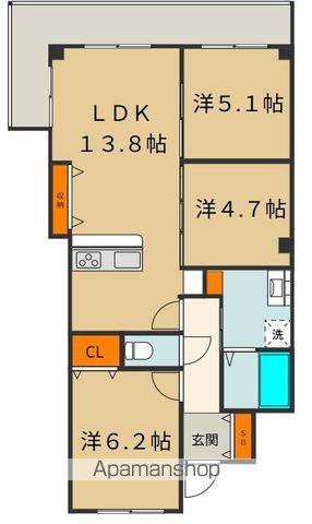 京阪本線 大和田駅 徒歩4分 6階建 築29年の間取り写真