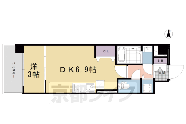 京都市南区東九条西札辻町のマンションの間取り