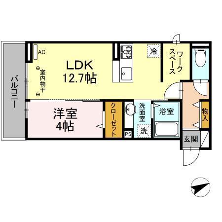 Ｄ－Ｒｏｏｍ住吉　Ａの間取り