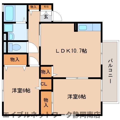 藤枝市高柳のアパートの間取り